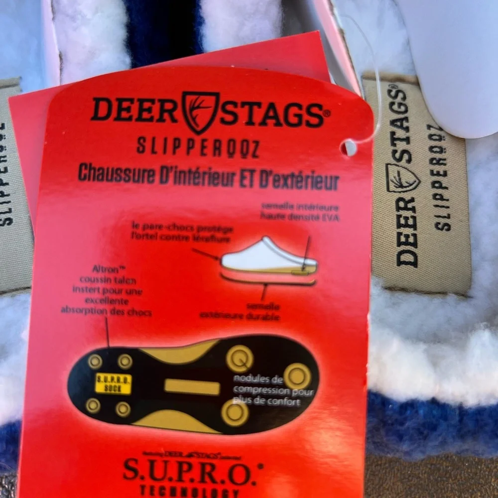 Deer Stags “Slipperooz” Blue Smiley Face Slippers – Size 8M NET‎